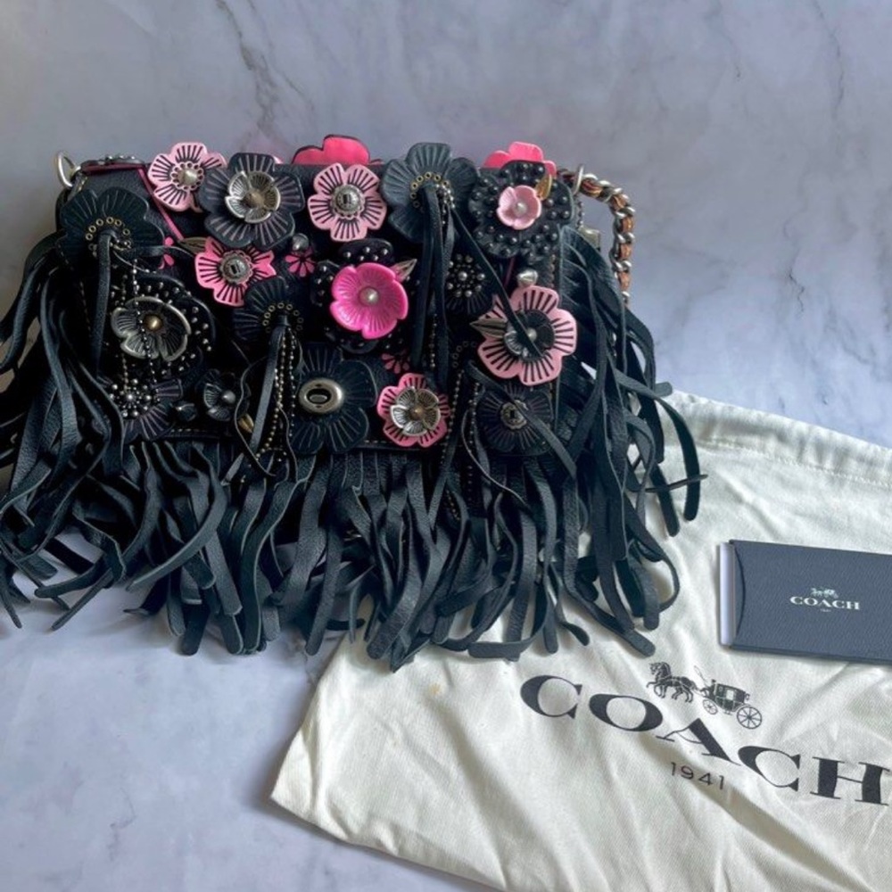 Coach floral dinky bag fringe shoulder bag crossbody flowers 1941 unique rare